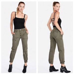 NWT Express Cropped Straight High Rise Green Jeans